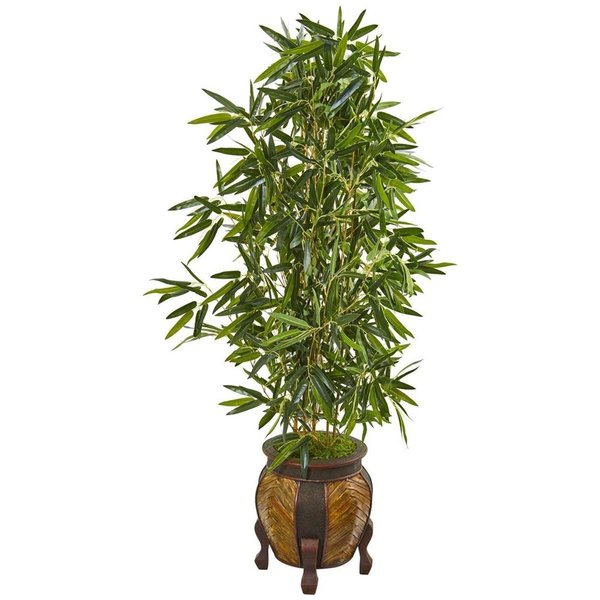 Nearly Naturals 5 in. Bamboo Artificial Tree in Decorative Planter 9335
